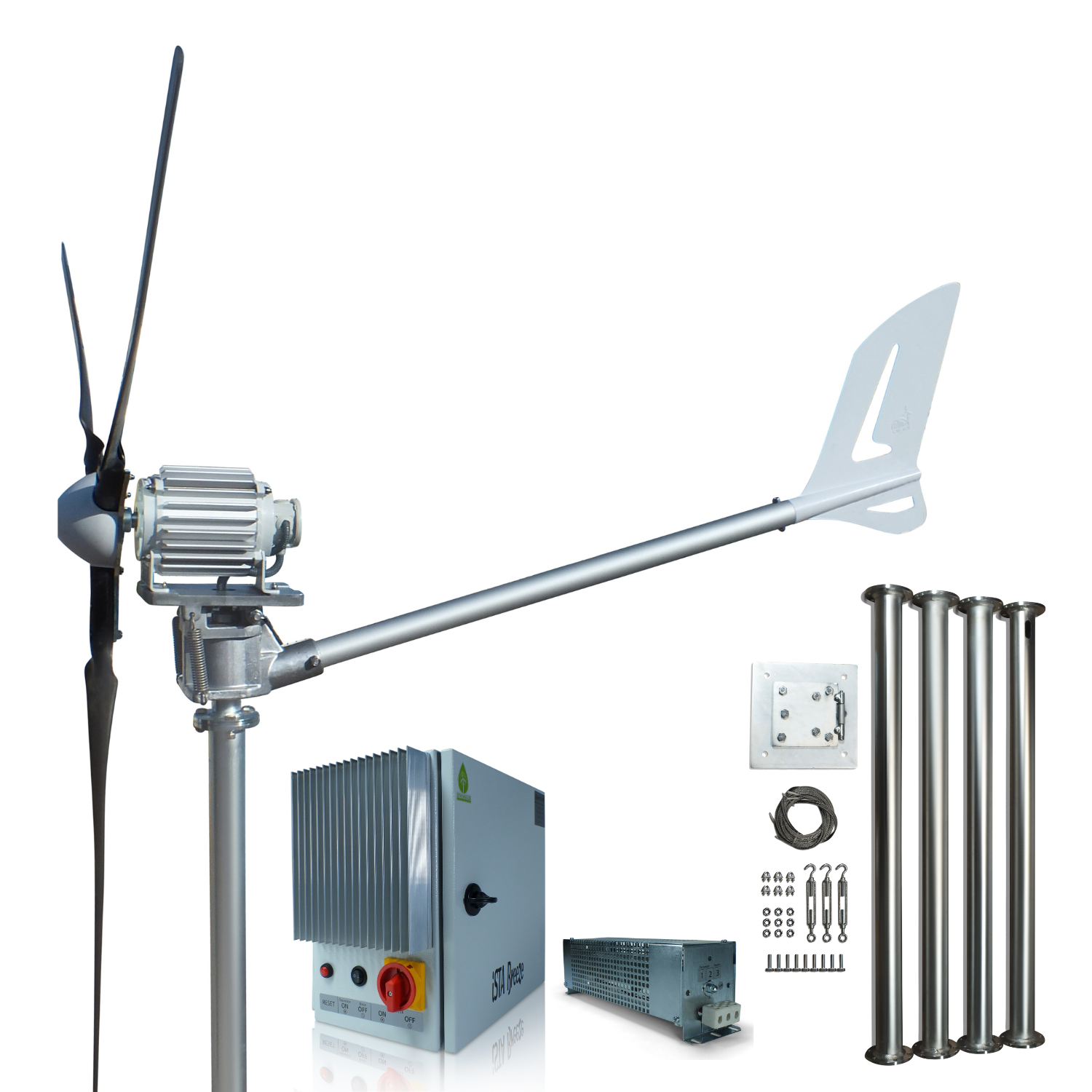 Kit i-1500W 24V/48V Windsafe Wind Turbine Wind Generator & Charge Controller (for Lithium Battery) & Tower (5 Blade)