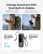 Anker Laptop Power Bank (25K, 165W, Built-In and Retractable Cables)