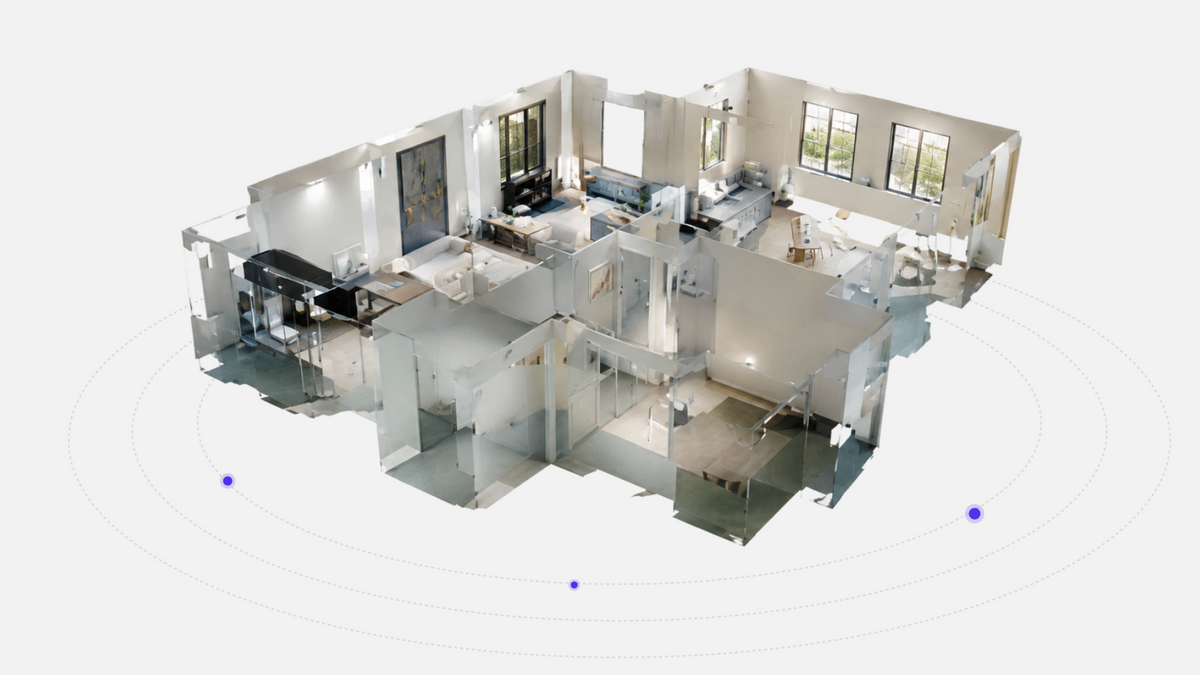 Textured 3D mesh of an apartment captured with the FJD Trion C1