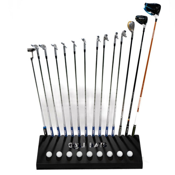 GolfBays Club Display Rack - 14 Clubs & 9 Golf Balls
