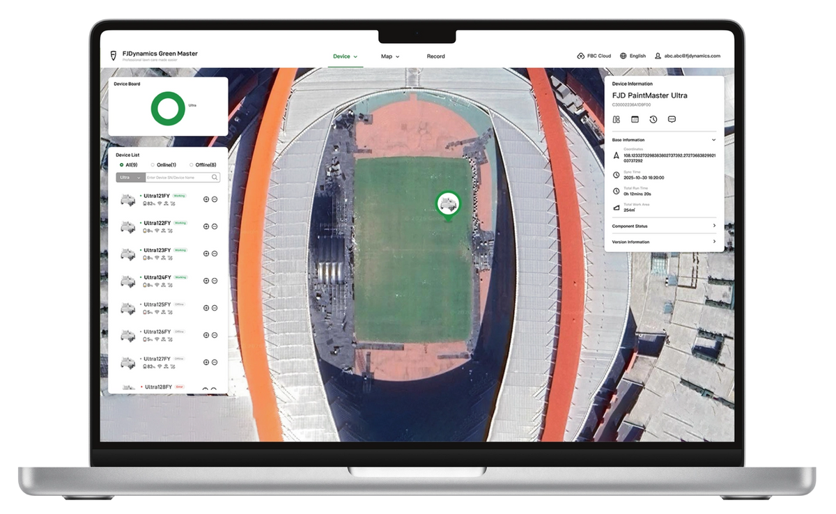 FJD GreenMaster fleet platform on a laptop