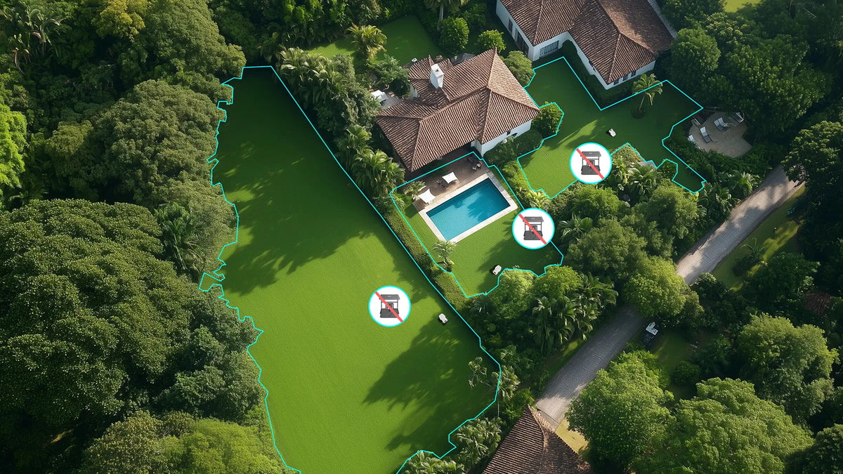 Aerial map of virtual mowing zones for the FJD FR4000