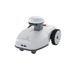 FJD FR4000 robotic lawn mower, white body with RTK antenna dome, front three-quarter view
