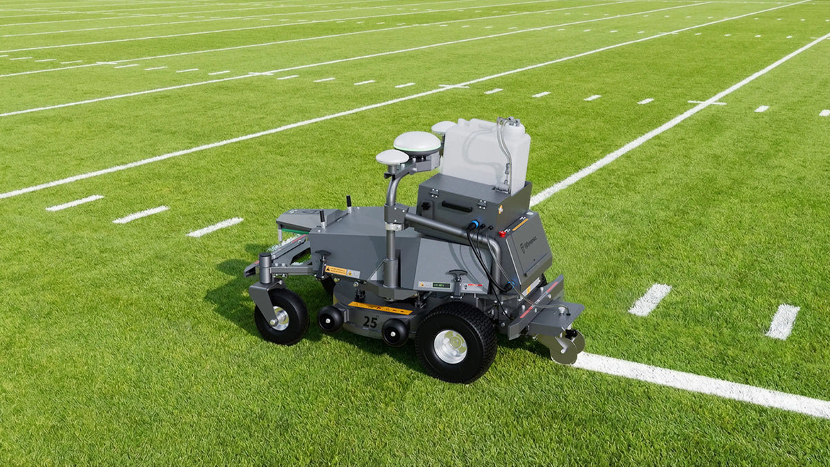 FJD RM21 with LM01 line marker kit painting an American football field