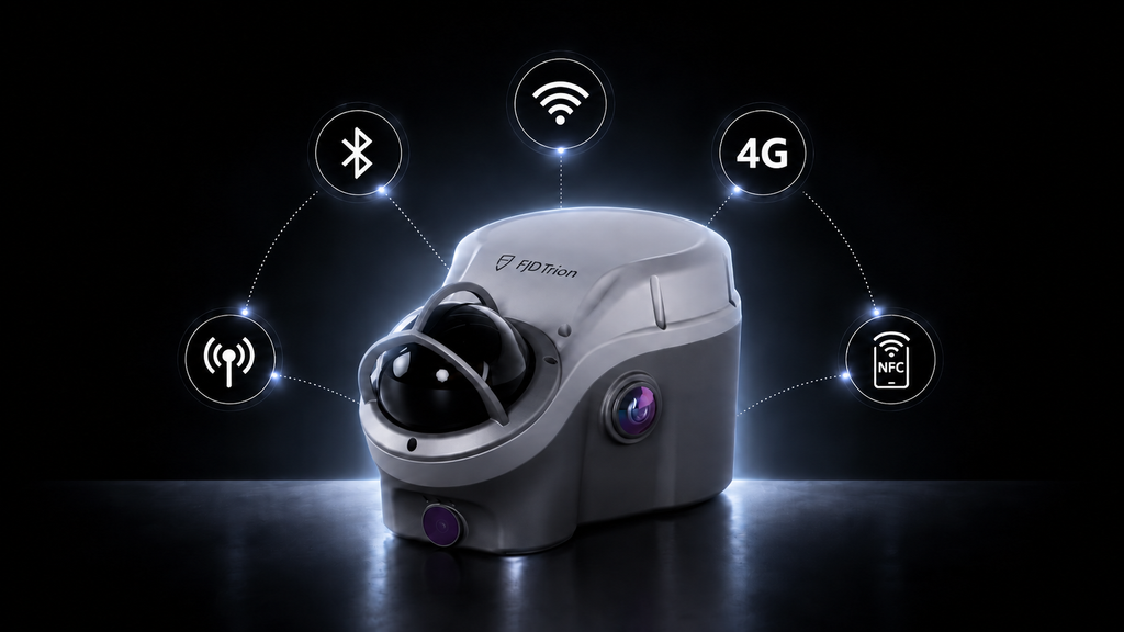 FJD Trion V100F with Bluetooth, Wi-Fi, 4G, UHF and NFC connectivity icons
