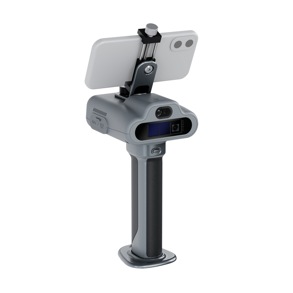 FJD Trion C1 indoor scanner with a smartphone mounted