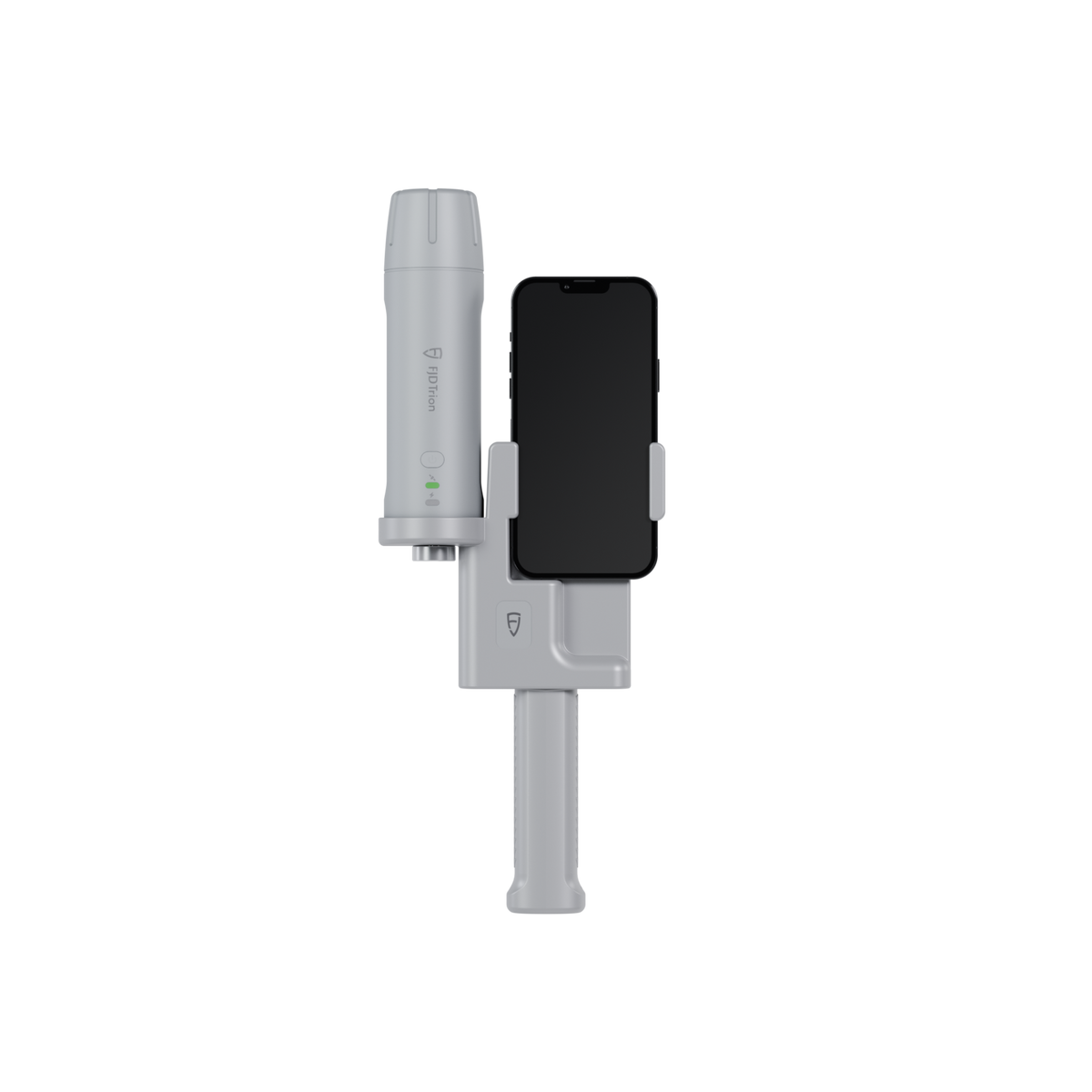 FJD Trion V4e Pro mounted with a smartphone on a handheld holder