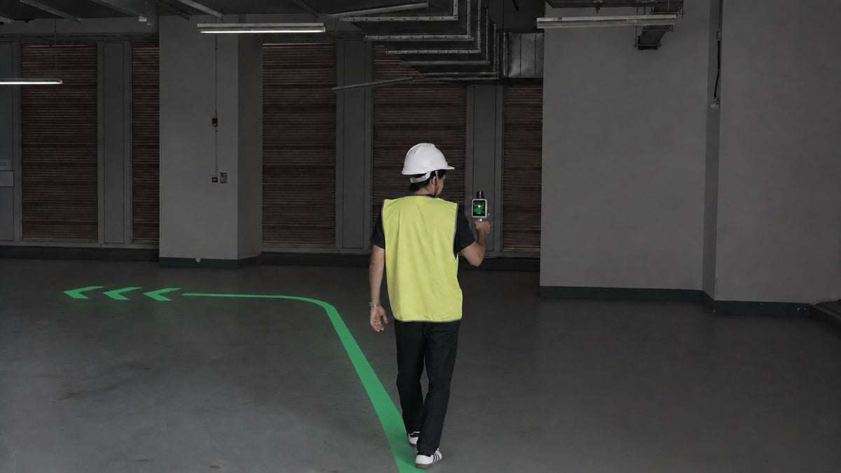 Operator following on-screen route guidance with the FJD Trion X1