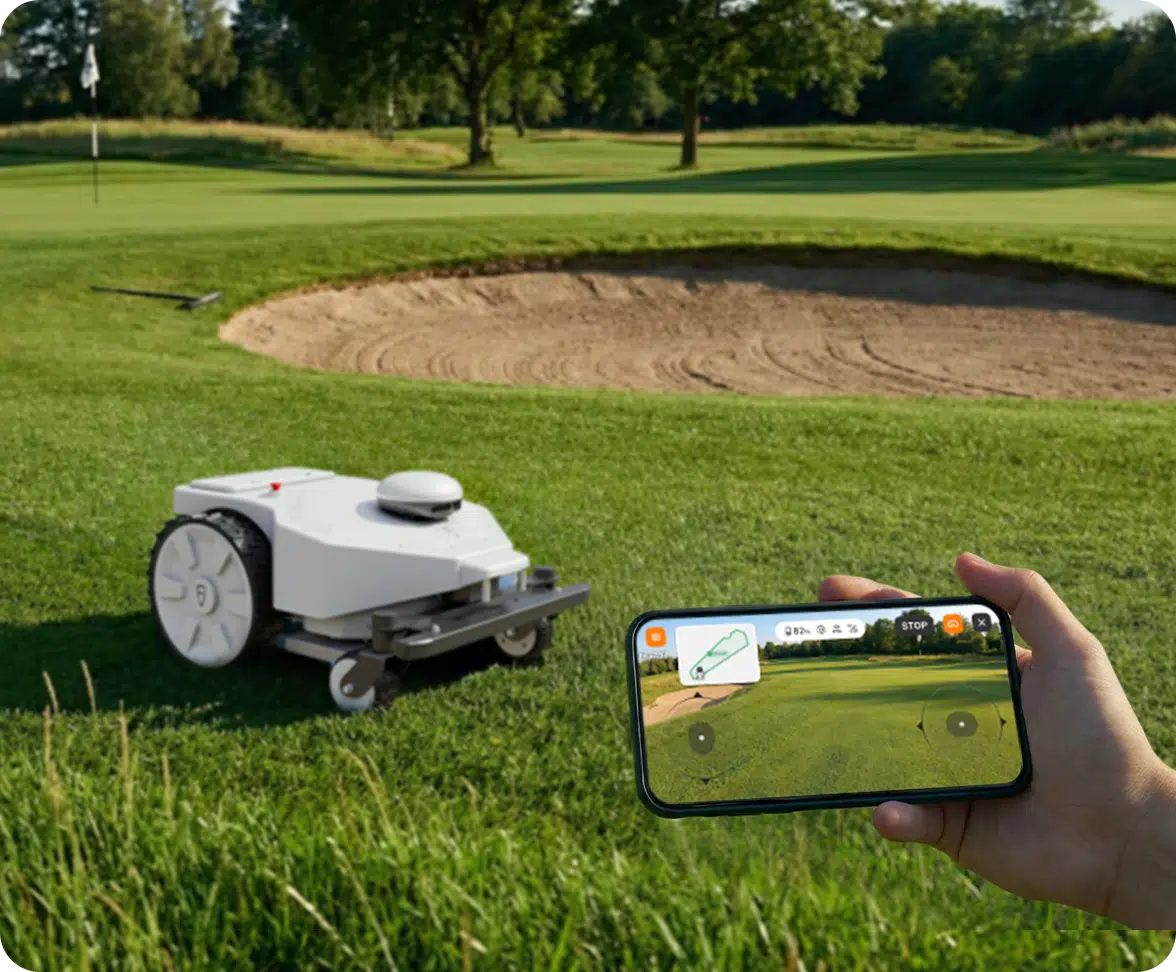 FJD FRX with the app beside a bunker
