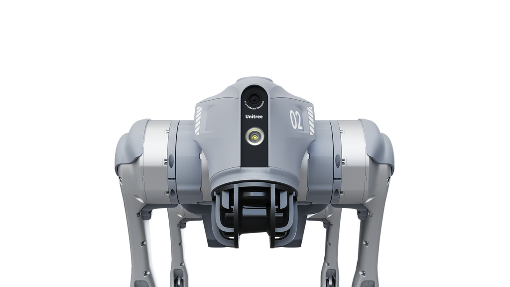 Close-up of Unitree Go2 head with HD wide-angle camera and 4D LiDAR dome