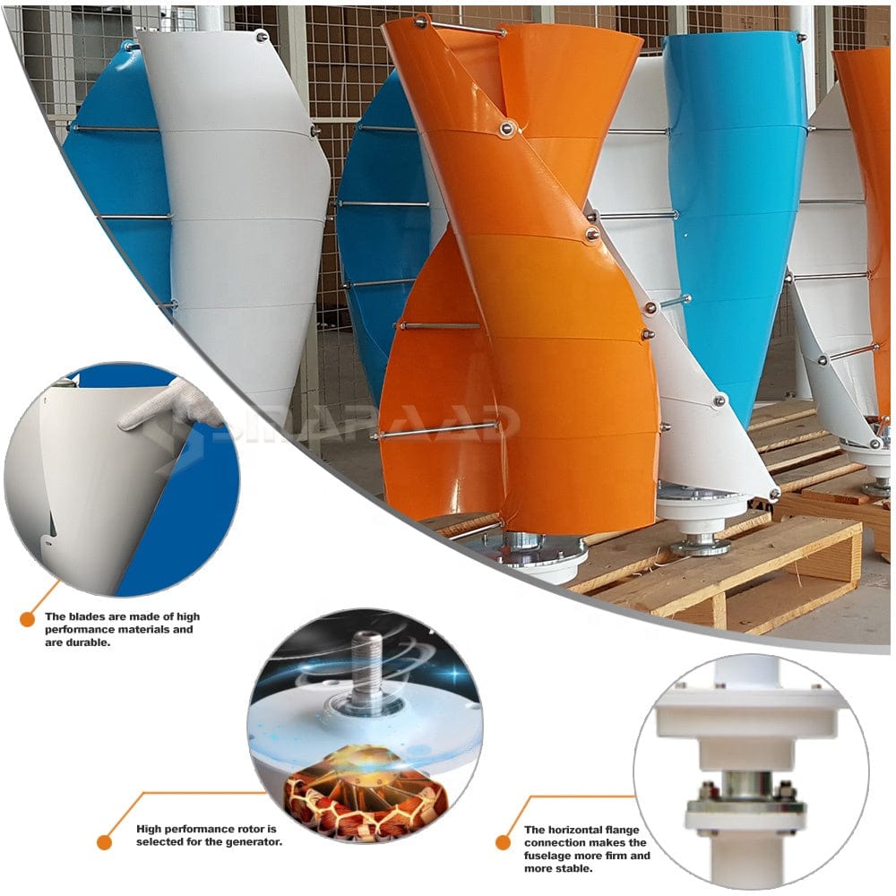 2000W Vertical Axis Wind Turbine Generator — Low Wind Area | 12V / 24V / 48V