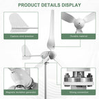 Smaraad SM3 turbine construction details: tail vane, rotor hub, magnetic generator and flange connection