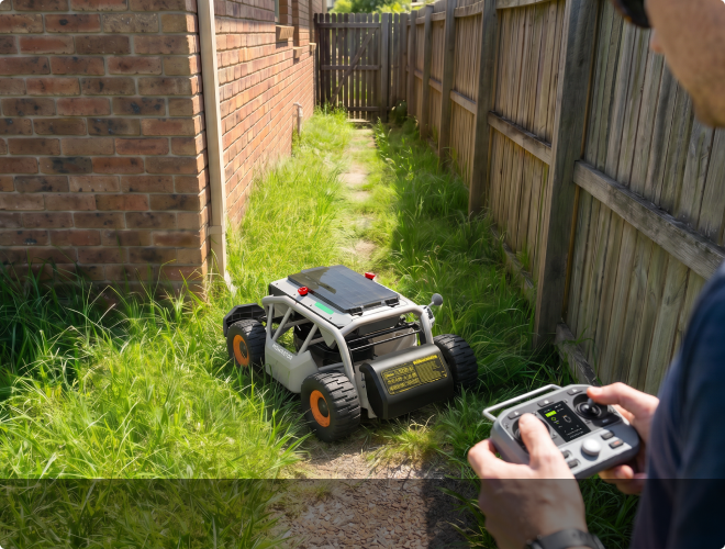 Mowrator S1 4WD RC Mower - 85% Slopes, Leaf Vacuum, Wide Wheels