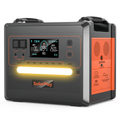 SolarPlay Q2402M portable power station, 2500W and 2304Wh, front view with LCD display and LED light bar