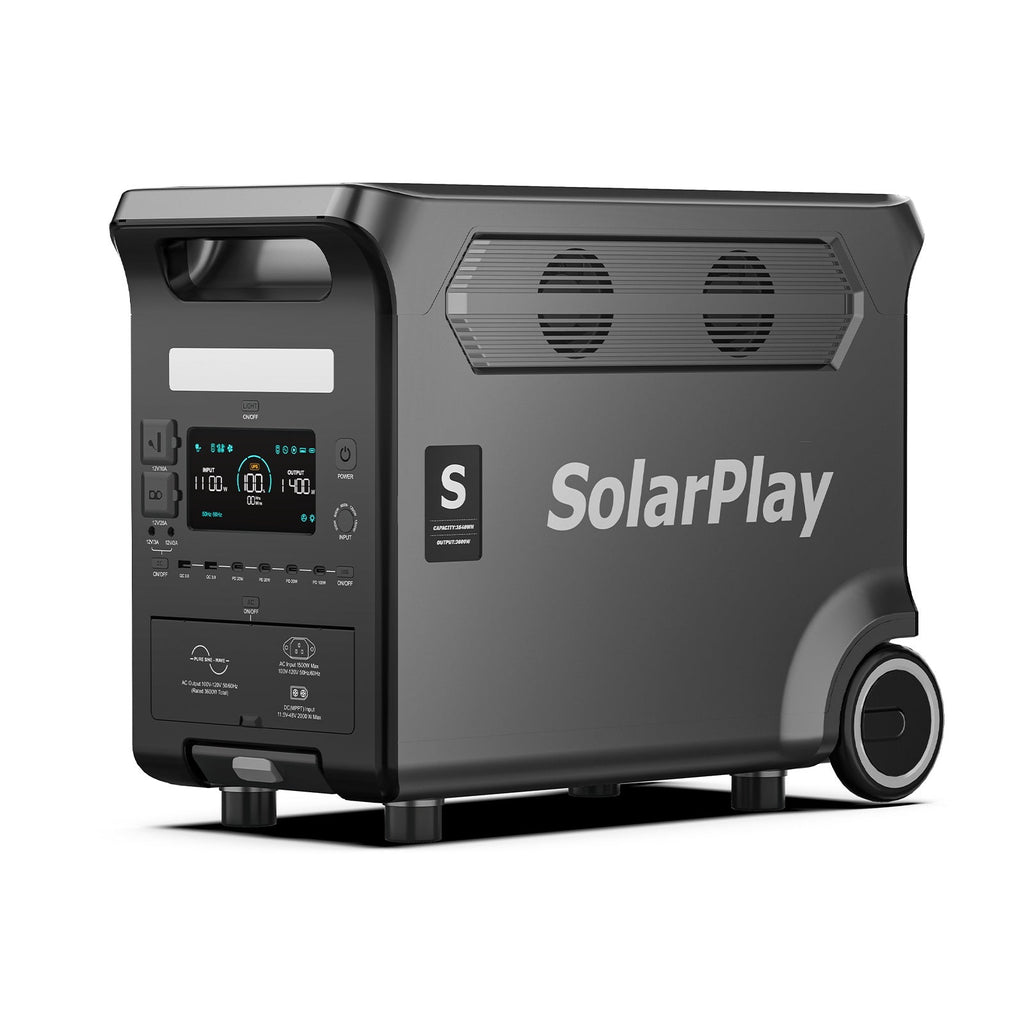 SolarPlay Q3600 portable power station, 3600W and 3840Wh, with carry wheels