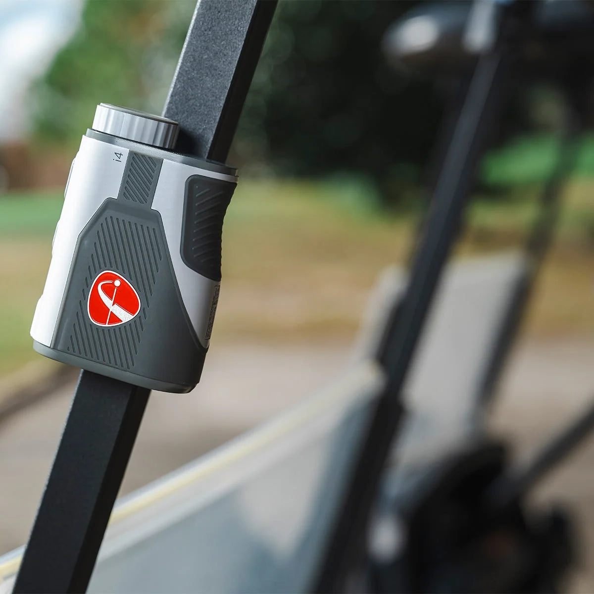 FlightScope i4 rangefinder on a golf cart