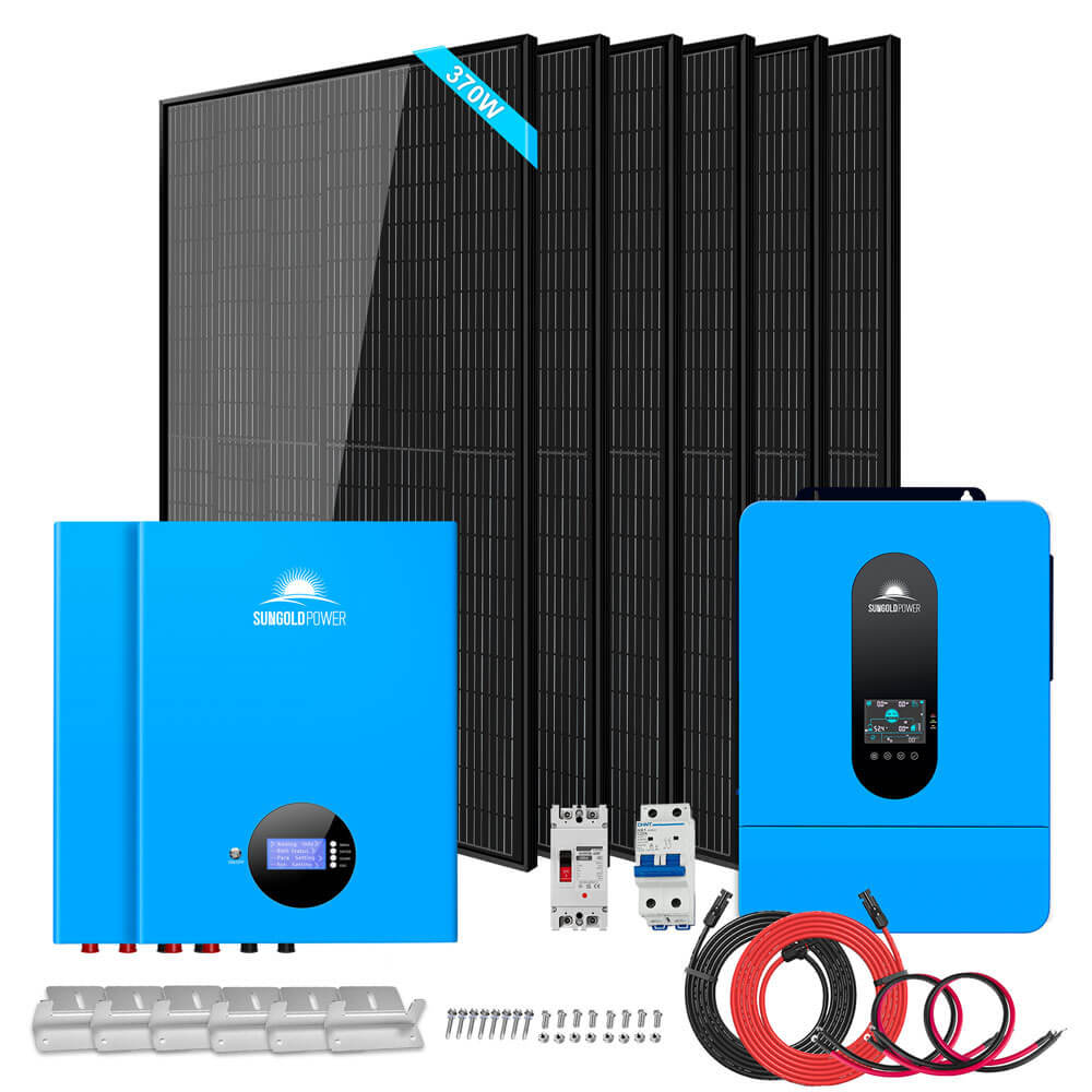 Off-Grid Solar Kit 6500W 48VDC 120/240VAC 5.12KWH/10.24KWH Lithium Battery 6 X 370 Watts Solar Panels SGM-655M/ SGM-6510M
