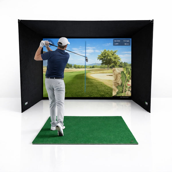 GolfBays SimBox Golf Simulator Enclosure - 7 Sizes, Pro Screen