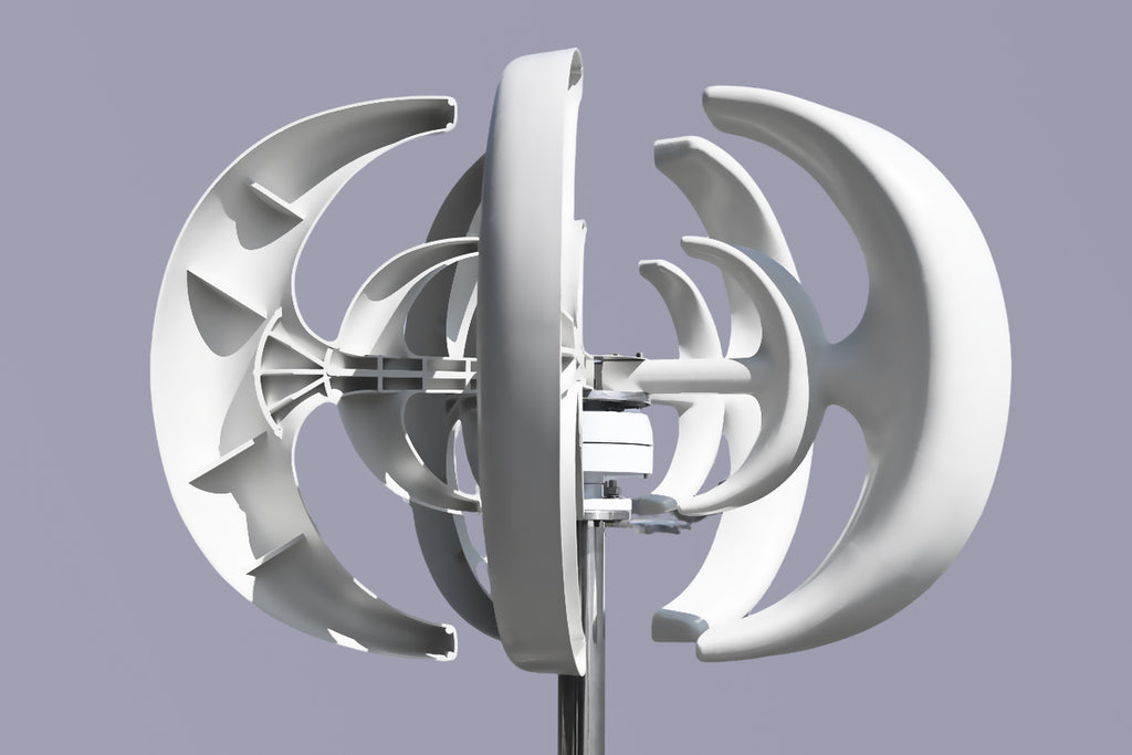 Smaraad SR-1000 lantern wind turbine, three-quarter view of the symmetric circular blade profile
