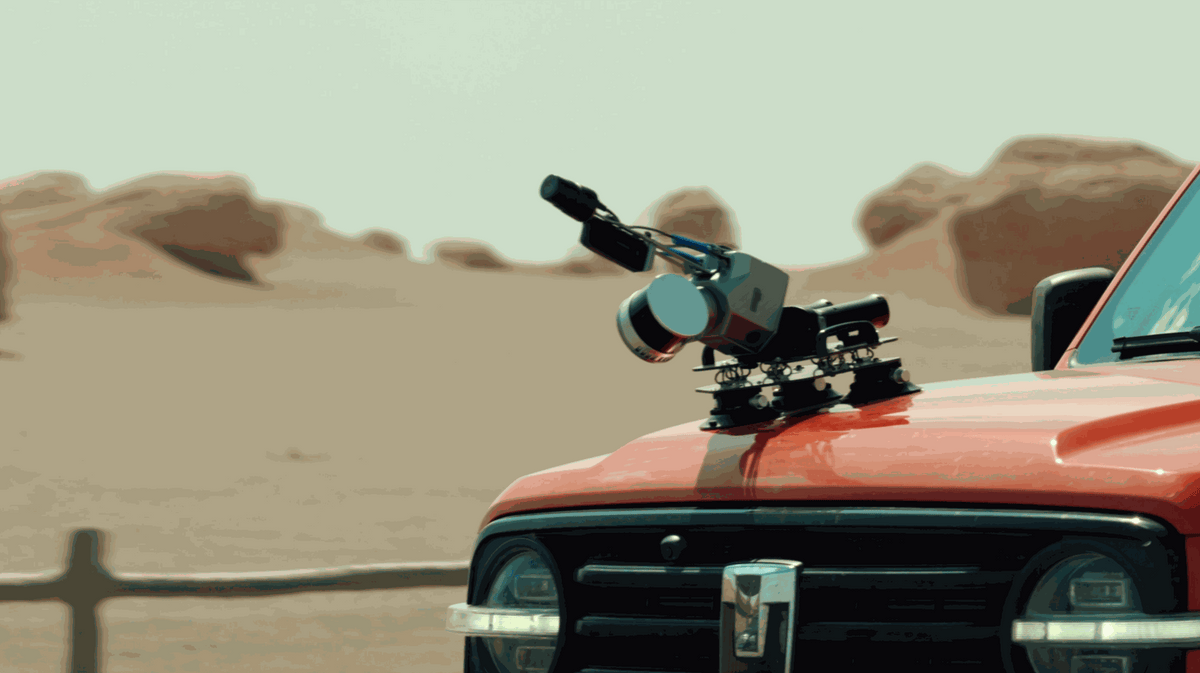 FJD Trion S2 on a car mount for vehicle-based mobile mapping