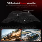 PXN Sense+ force feedback algorithm graphic with road surface and vehicle dynamics examples