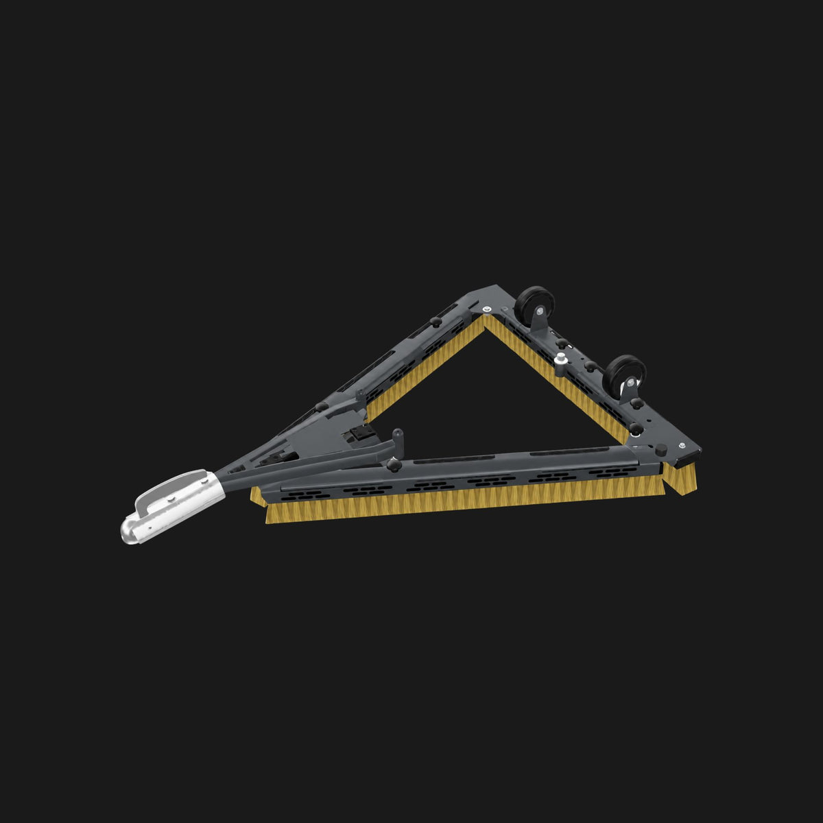 FJD triangle brush attachment for lifting synthetic turf fibers, studio view