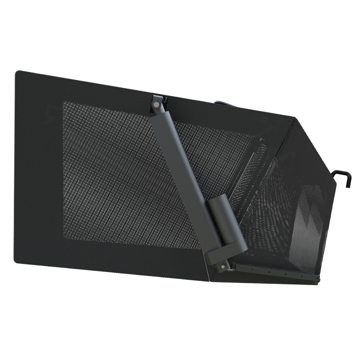Mowrator S1 auto-dumping bag: 70L black mesh grass catcher with frame and one-button dump mechanism