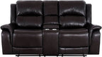 Oversized Espresso Leather Recliner Loveseat For Home Theater