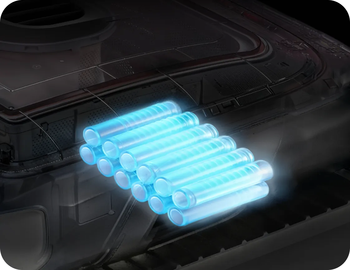 Glowing battery cells inside the Beatbot Sora 30 pool cleaner