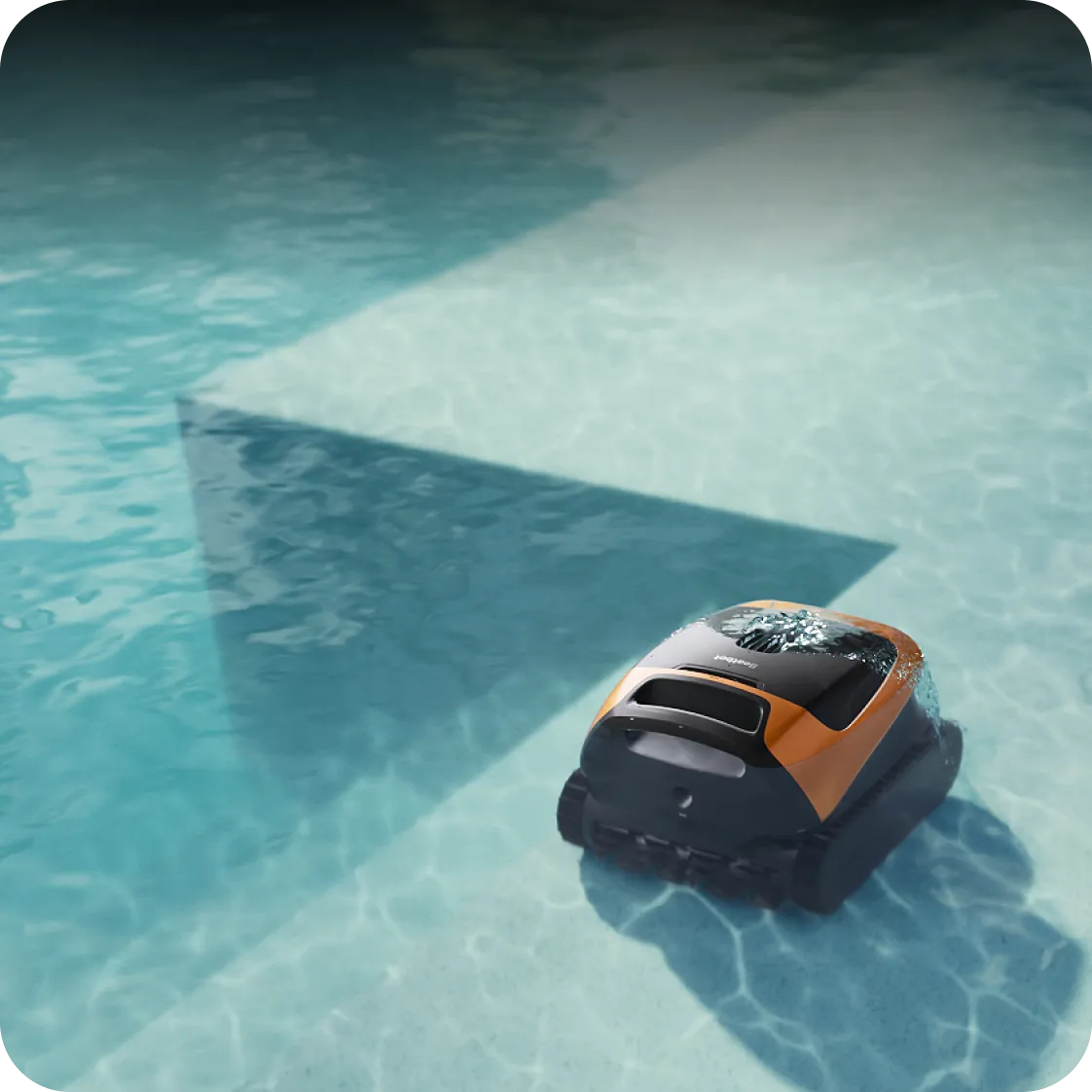 Beatbot Sora 30 cleaning a shallow pool platform and steps