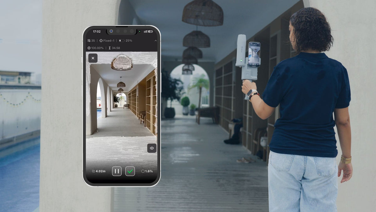 Operator scanning a corridor with live preview on phone
