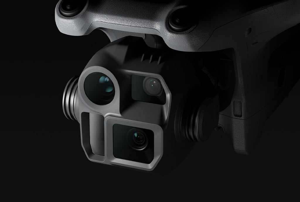 DJI Matrice 4D tri-camera gimbal with wide, medium tele and tele cameras plus laser range finder