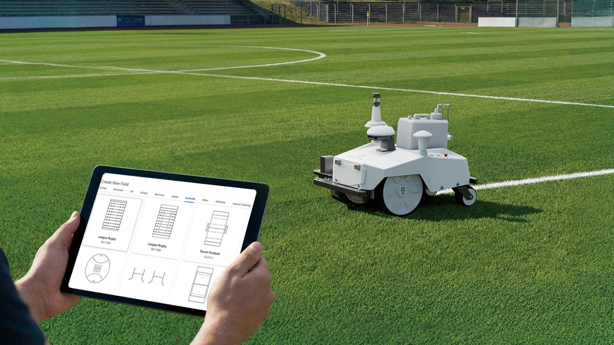 Groundskeeper selecting a field template on a tablet