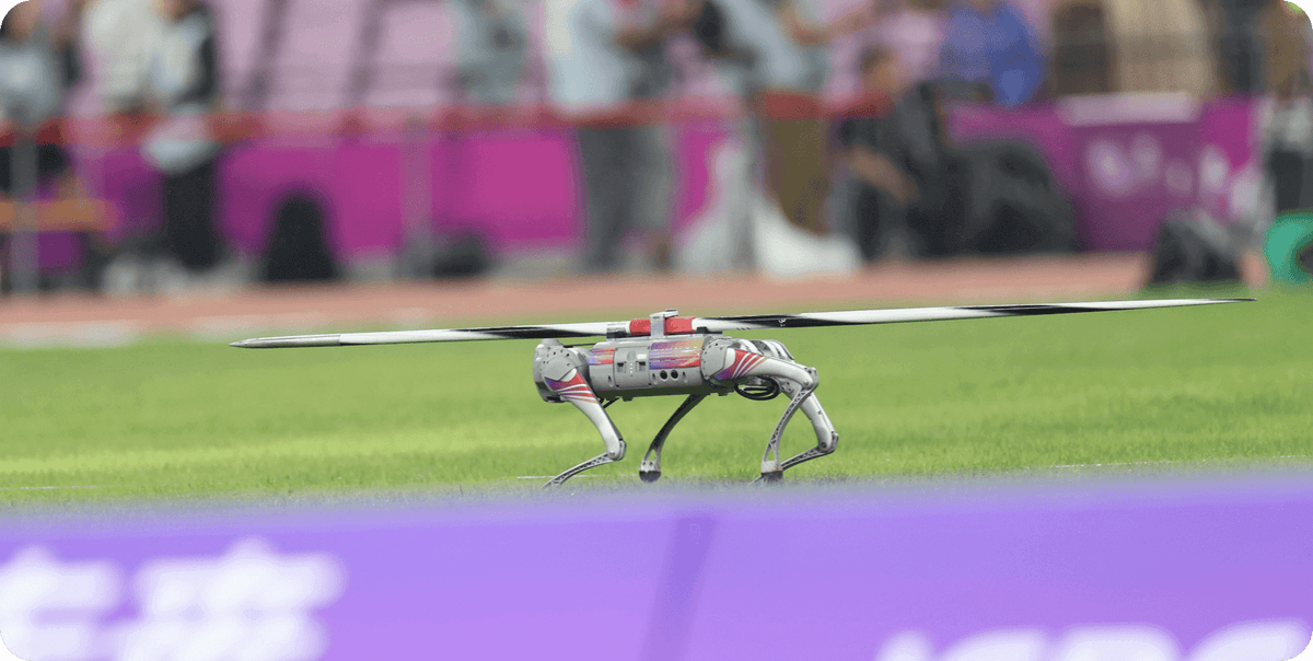 Unitree Go2 running on the field at the Hangzhou Asian Games
