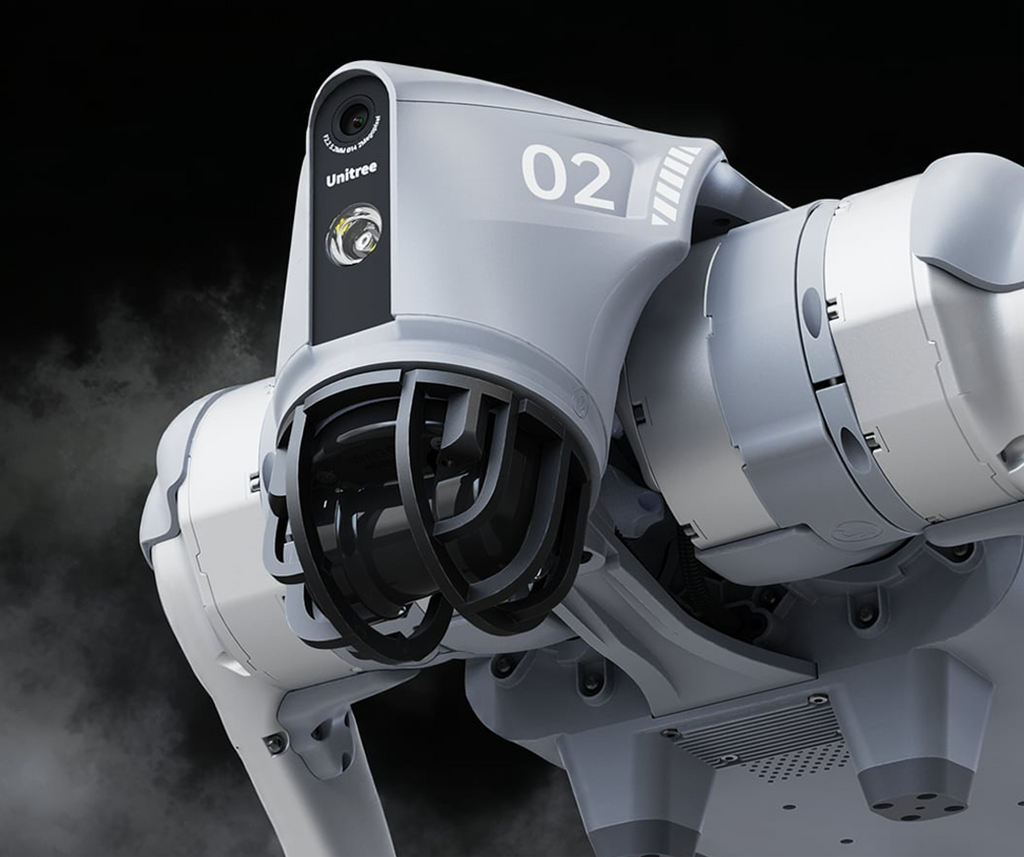 Close-up of the Unitree Go2 Pro's 4D LiDAR and camera sensor head