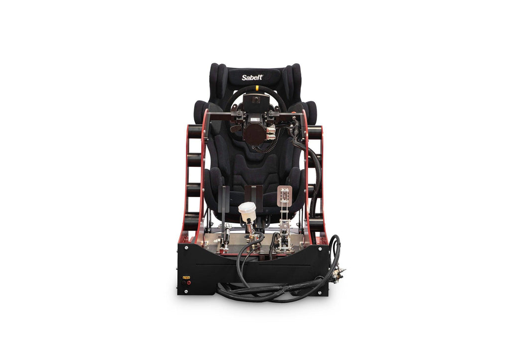 GT Pro Racing Simulator - front view of Corbeau racing seat, CP-S GT Carbon Wheel and DD-X display unit