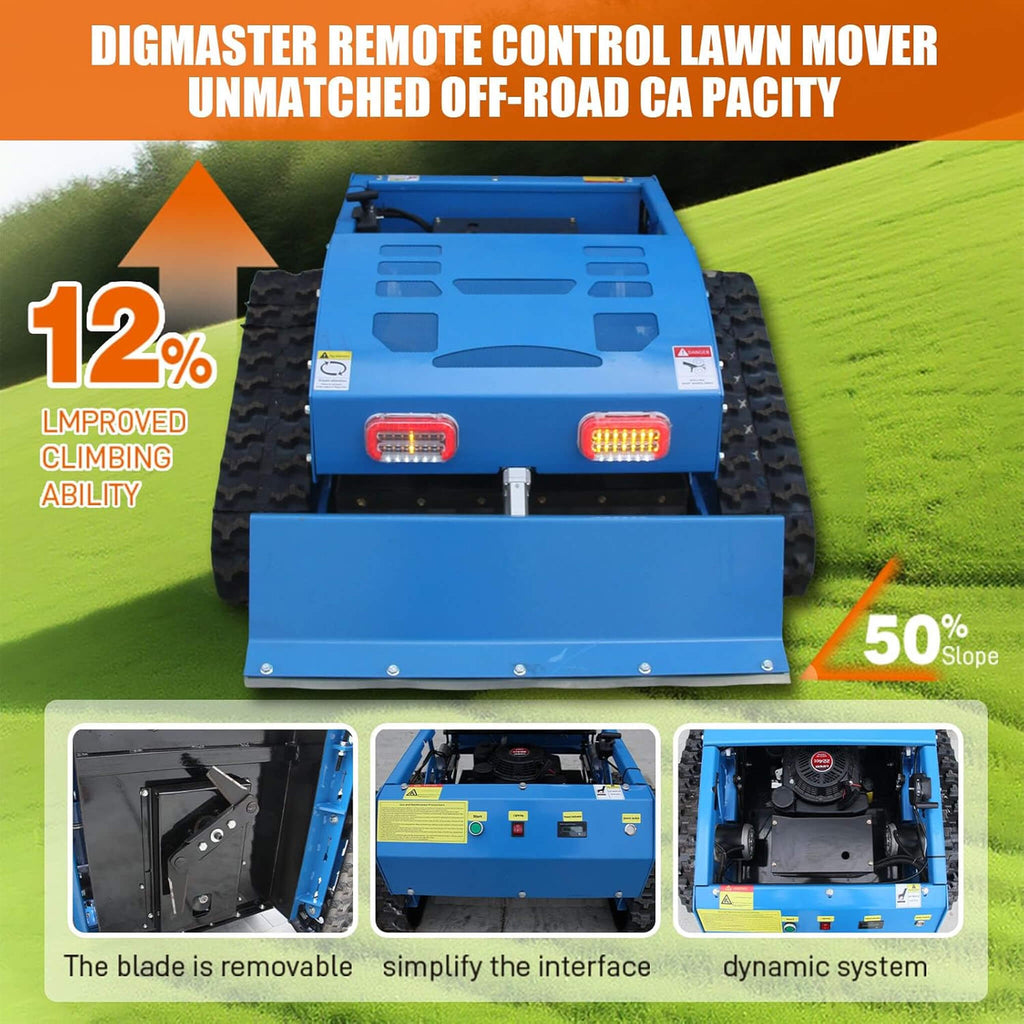 OVK Heavy-Duty 21-Inch 9HP Commercial Remote-Controlled Robotic Lawn Mower With Tracks And Plow (SAK26583)
