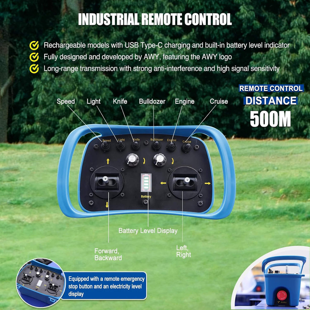 OVK Heavy-Duty 224CC Remote-Controlled Lawn Mower With 21-Inch Deck & Industrial Remote (SAK90831)