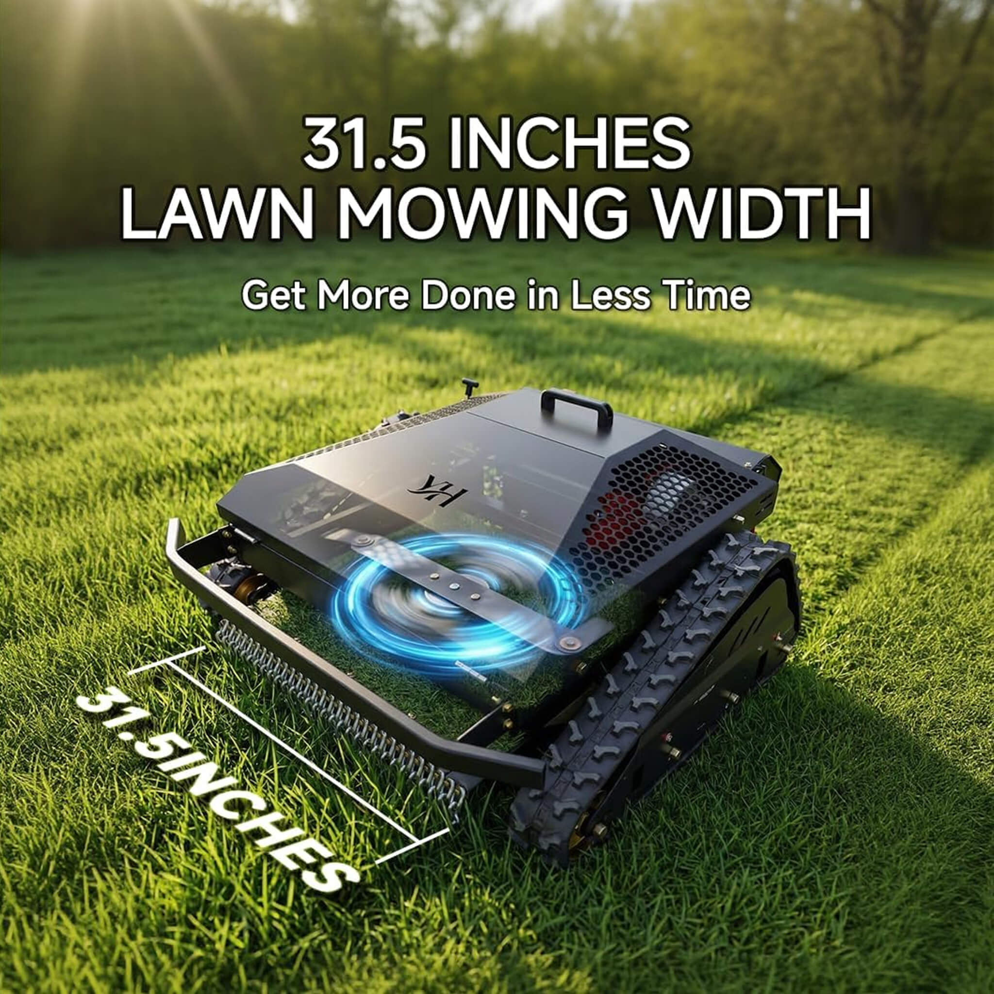 OVK Heavy-Duty 452CC 31-Inch Remote-Controlled Tracked Lawn Mower (SAK38617)