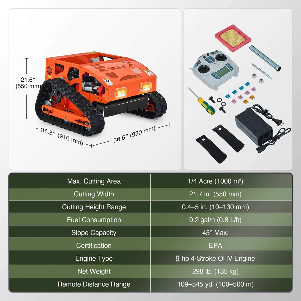 OVK Heavy-Duty 9HP Commercial Remote-Controlled Gasoline-Powered Mower (SAK92146)