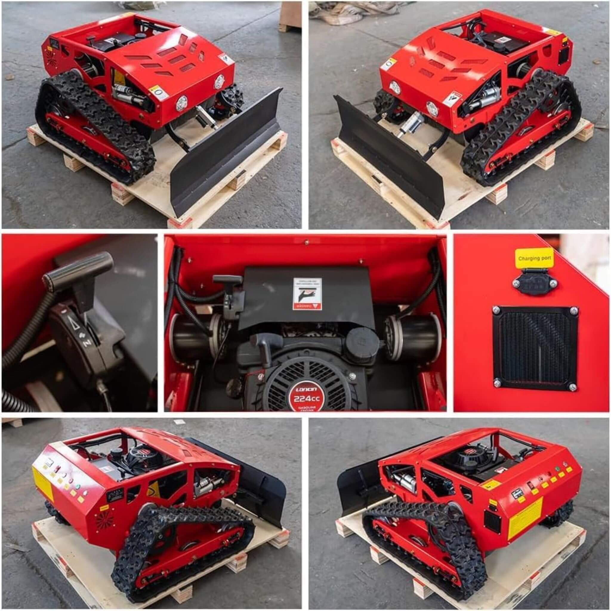 OVK Heavy-Duty 9HP Commercial Remote-Controlled Oil-Electric Hybrid Track Drive With Plow (SAK76425)
