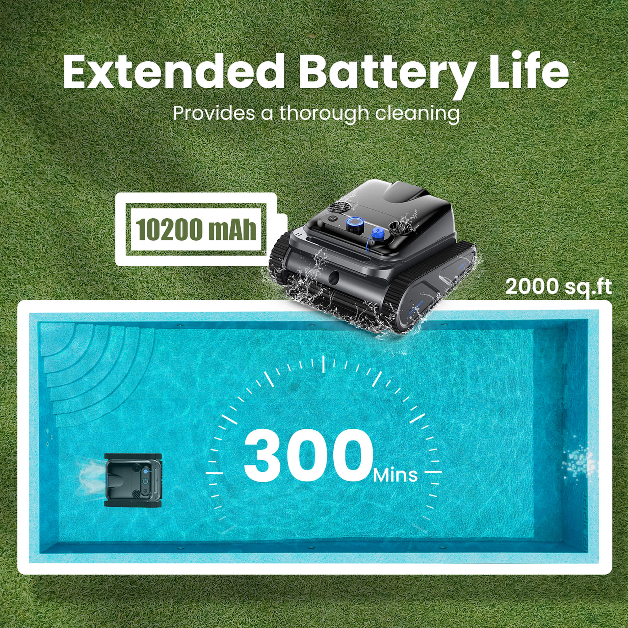 Heavy-Duty Cordless Wall Climbing Robotic Pool Vacuum Cleaner (SAK80239)