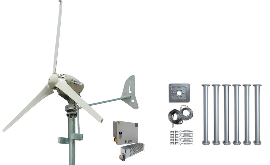 Kit Heli 2000W 48V Off-Grid Wind Turbine Wind Generator & Charge Controller (for Acid & Gel Battery) & Tower
