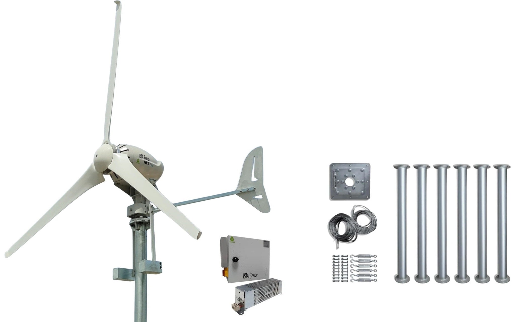 Kit Heli 2000W 48V Off-Grid Wind Turbine Wind Generator & Charge Controller (for Acid & Gel Battery) & Tower
