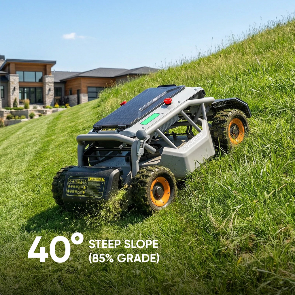 Mowrator S1 4WD RC Mower - 85% Slopes, Leaf Vacuum, Wide Wheels