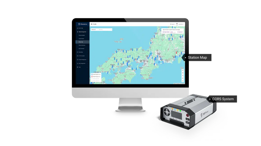 FLBS CORS platform station map with the FJD Trion N10 receiver