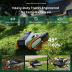 Lymow One Plus heavy-duty tracks climbing a 45 degree slope and crossing obstacles