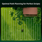 Lymow One Plus optimal path planning with straight mowing stripes