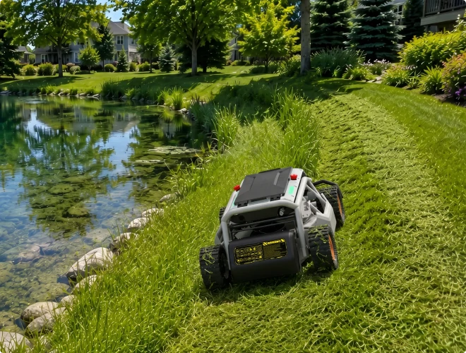 Mowrator S1 4WD Remote Control Mower - 119% Slope, Grip Tread Tires