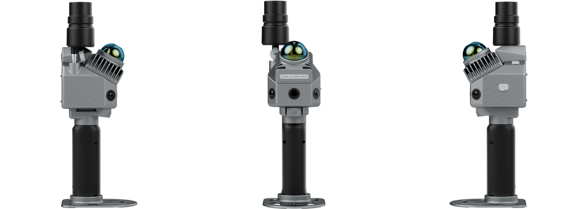 FJD Trion P2 LiDAR scanner shown from three angles